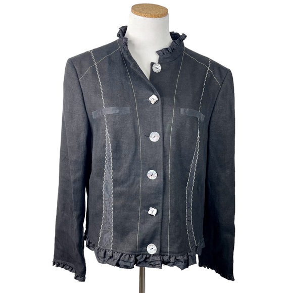 Sportalm Kibzbuhel Austria NEW Embroidered Ruffle Jacket EU SZ 44 US 12 Vintage - Picture 4 of 16